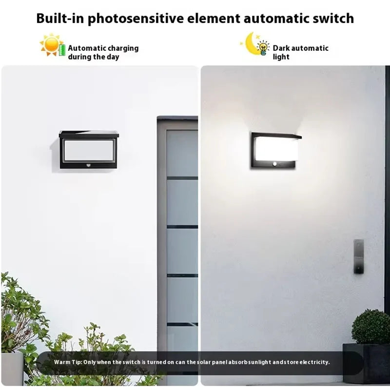 LED Outdoor Solar Porch Light with Motion Sensor Bright Fence Wall Light IP65 Waterproof for Garden Yard Balcony Garage Decor