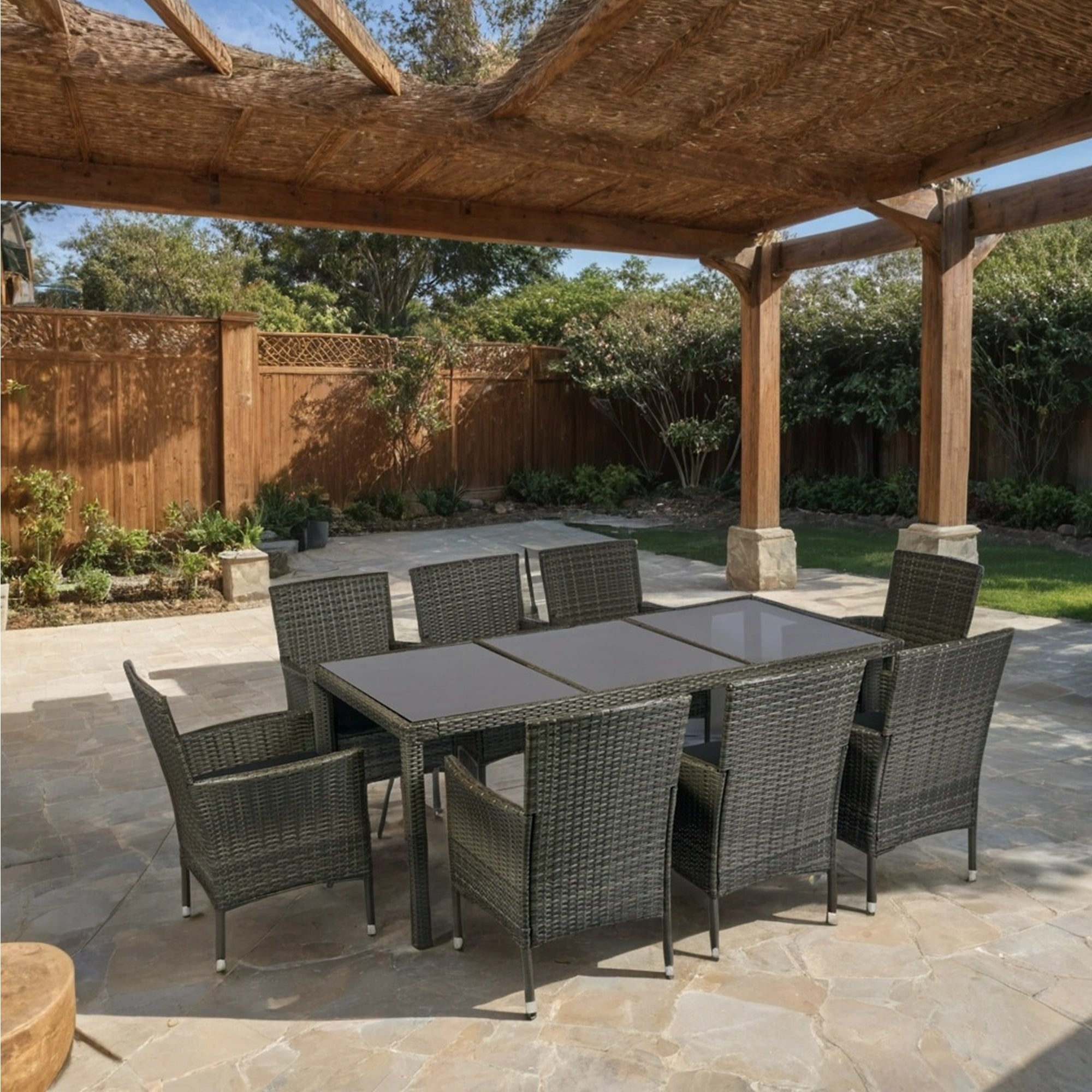 9 piece Outdoor Patio Wicker Dining Set Patio Wicker Furniture Dining SHIPPING ONLY IN USA