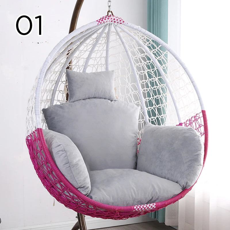 Unfilled S/L Swing Hanging Egg Swing Basket Seat Chair Cushion Cover Round Detachable Pillowcase for Home Patio Living Rooms