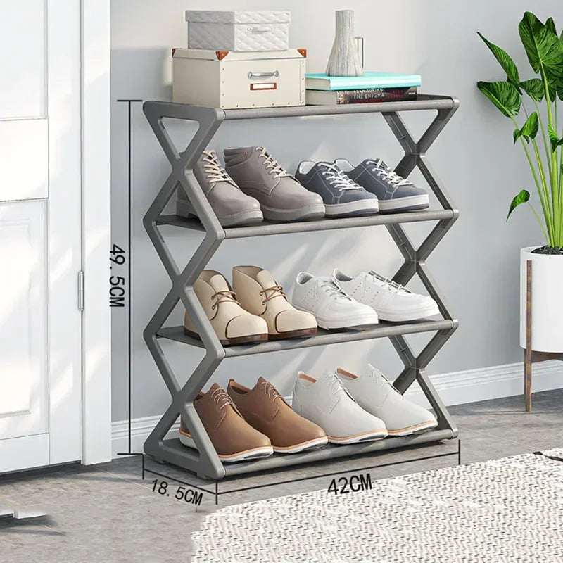 4-Layer Simple Shoe Rack Trapezoidal Shoes Organizer Space Saving Living Room Assembly Shoe Rack Multifunctional Home Supplies