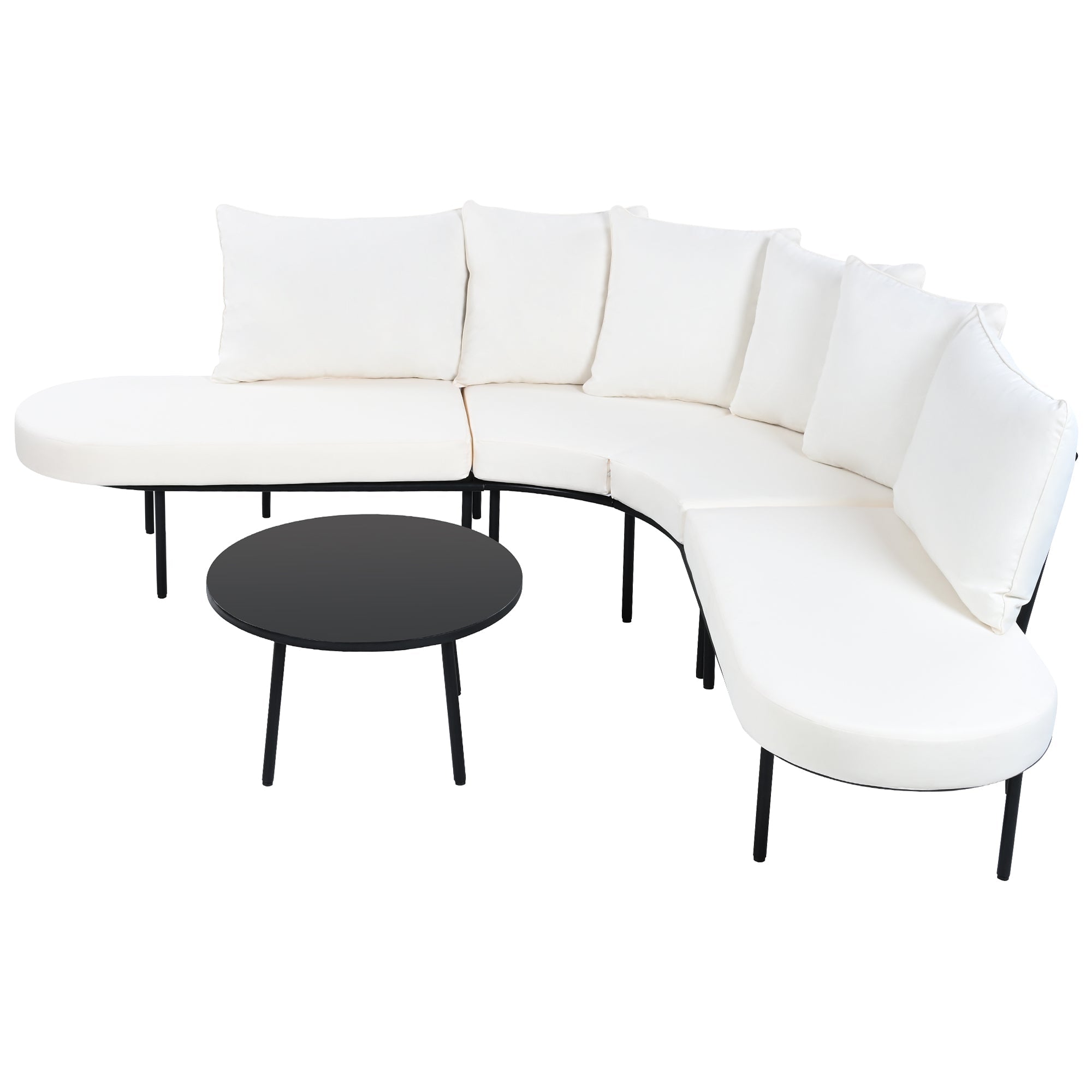 Patio Half- Moon Curved Outdoor Furniture Sofa Set with Coffee Table SHIPPING ONLY IN USA