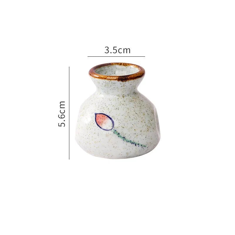 Japanese Style Ceramic Toothpick Holder Mini Retro Cotton Swab Storage Jar Simple Small Vases Decor Toothpick Dispenser Box
