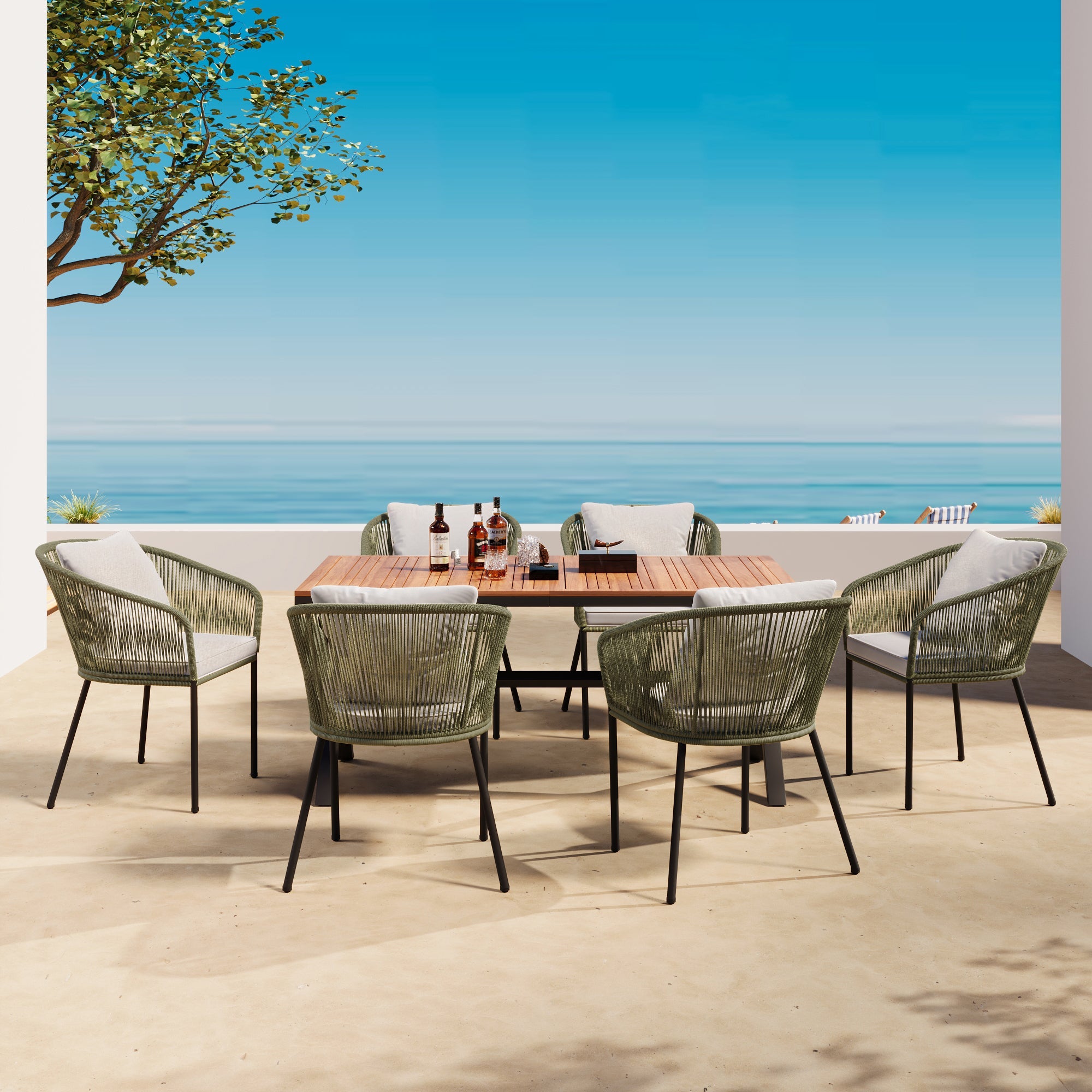 7 Pieces Patio Dining Set, All-Weather Outdoor Furniture Set with SHIPPING ONLY IN USA