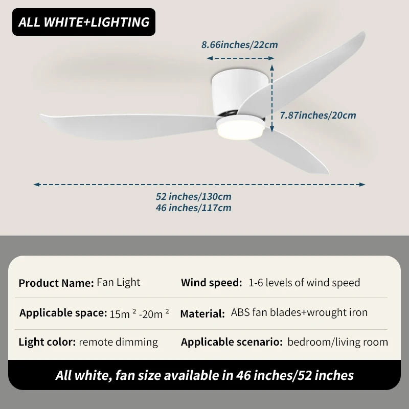 Led 6-Speed High Wind Ceiling Fan Ceiling Fan Light Strip Modern White/Wood Grain Color Bedroom Living Room Courtyard 110v-220v