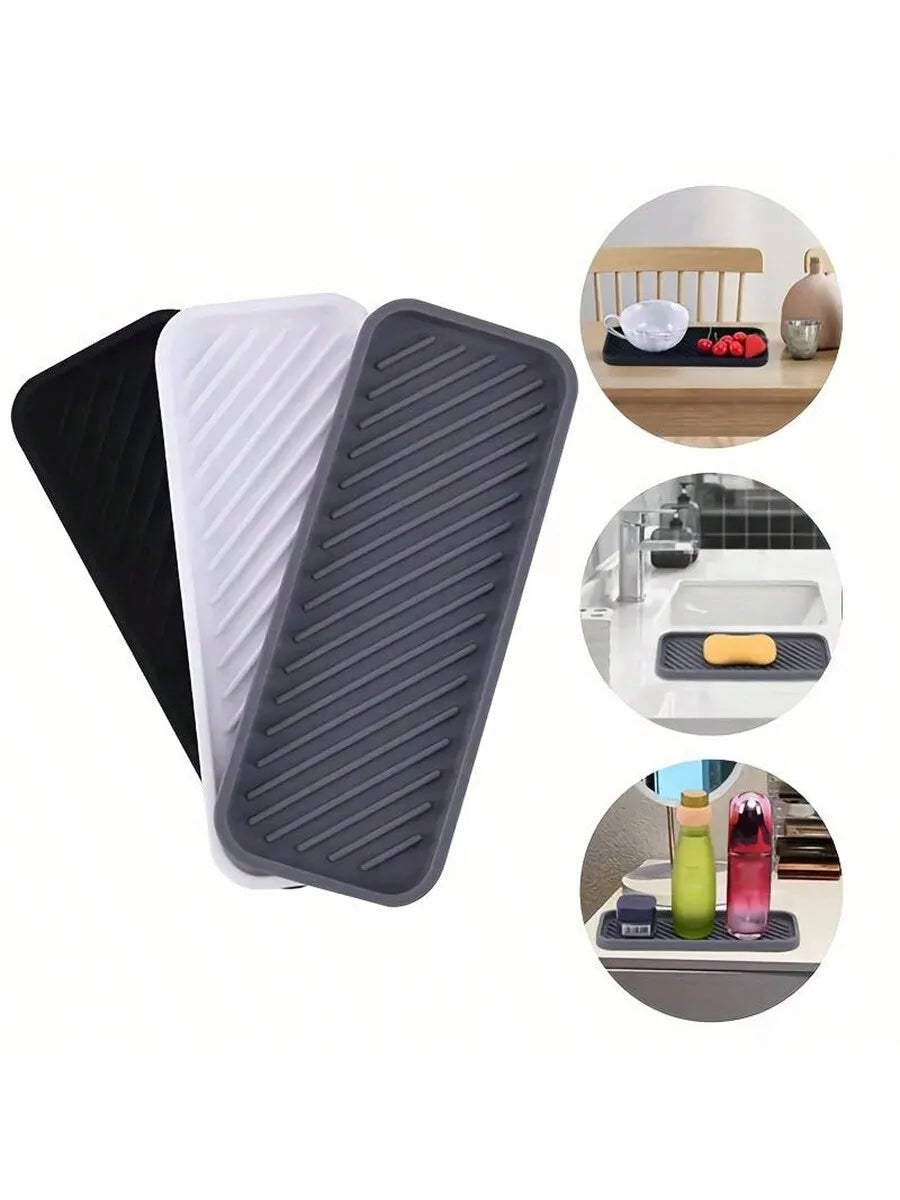 1pc Silicone Sponge Holder Kitchen Sponge Holder, Silicone Slink Organizer Tray for Bathroom,Soap Dispenser,Simple Silicone Soap
