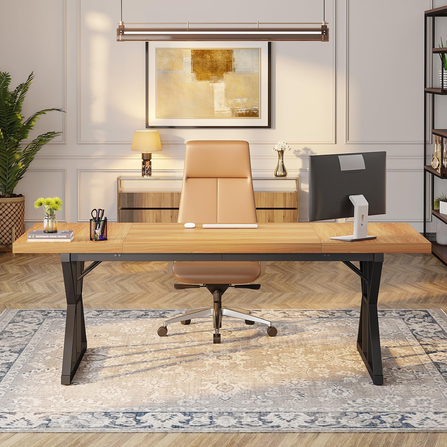 70.8-Inch Executive Desk, Large Computer Office Desk Workstation SHIPPING ONLY IN USA