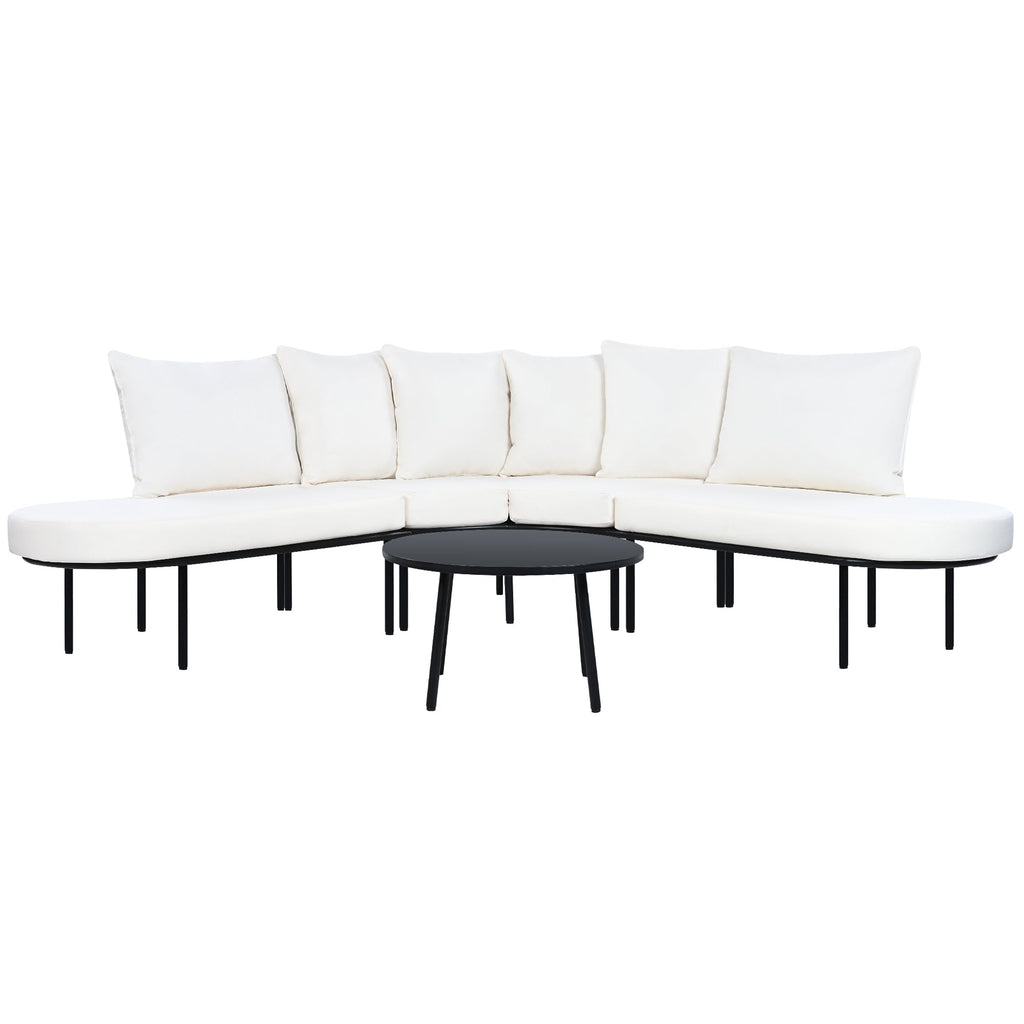 Patio Half- Moon Curved Outdoor Furniture Sofa Set with Coffee Table SHIPPING ONLY IN USA