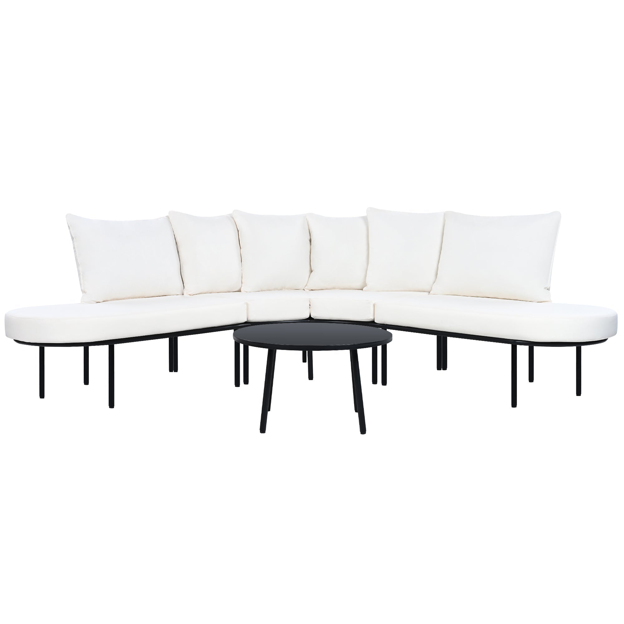 Patio Half- Moon Curved Outdoor Furniture Sofa Set with Coffee Table SHIPPING ONLY IN USA
