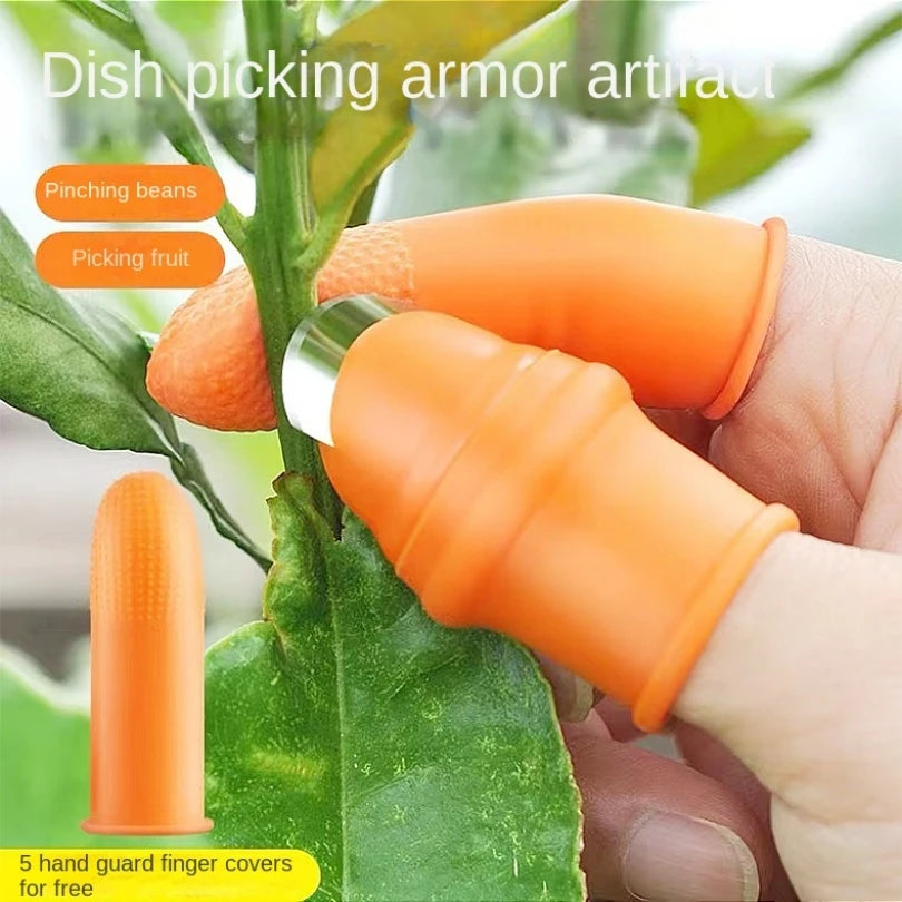 6pcs Steel Thumb Cutter Knife Set Finger Protector Gears Vegetable Harvesting Pinching Plant Blade Scissors Gloves Garden Tool
