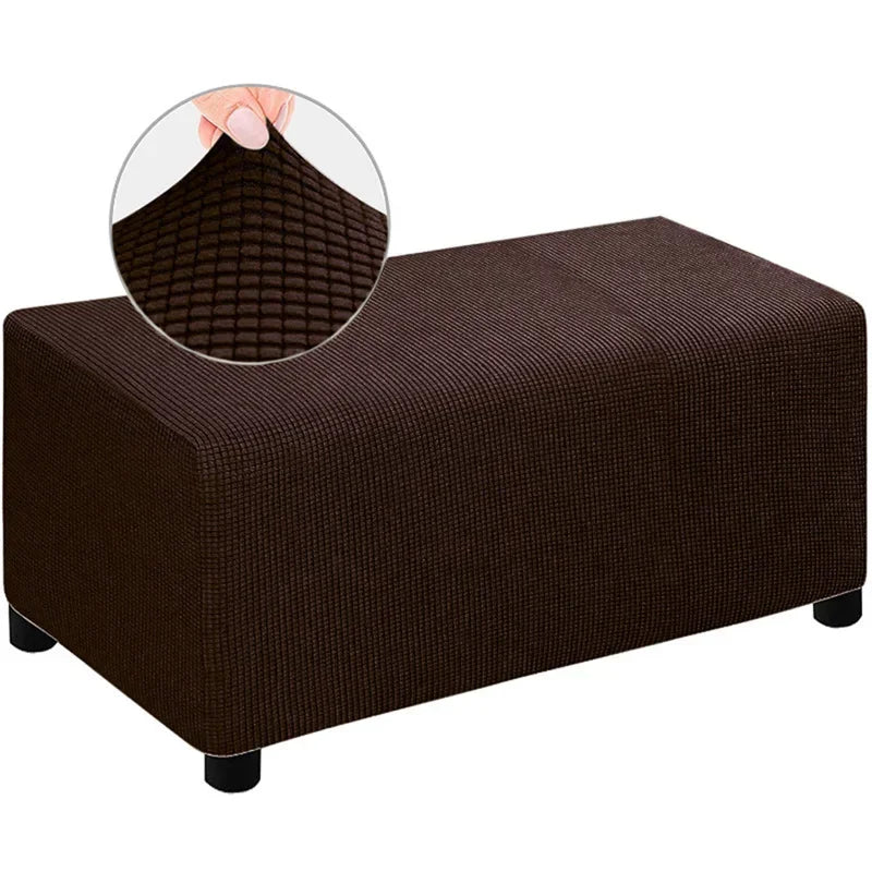 Jacquard Ottoman Slipcover Storage Stool Furniture Protector Cover Thick Rectangle Elastic Foot Rest Slipcover Home Decor 오토만 커버