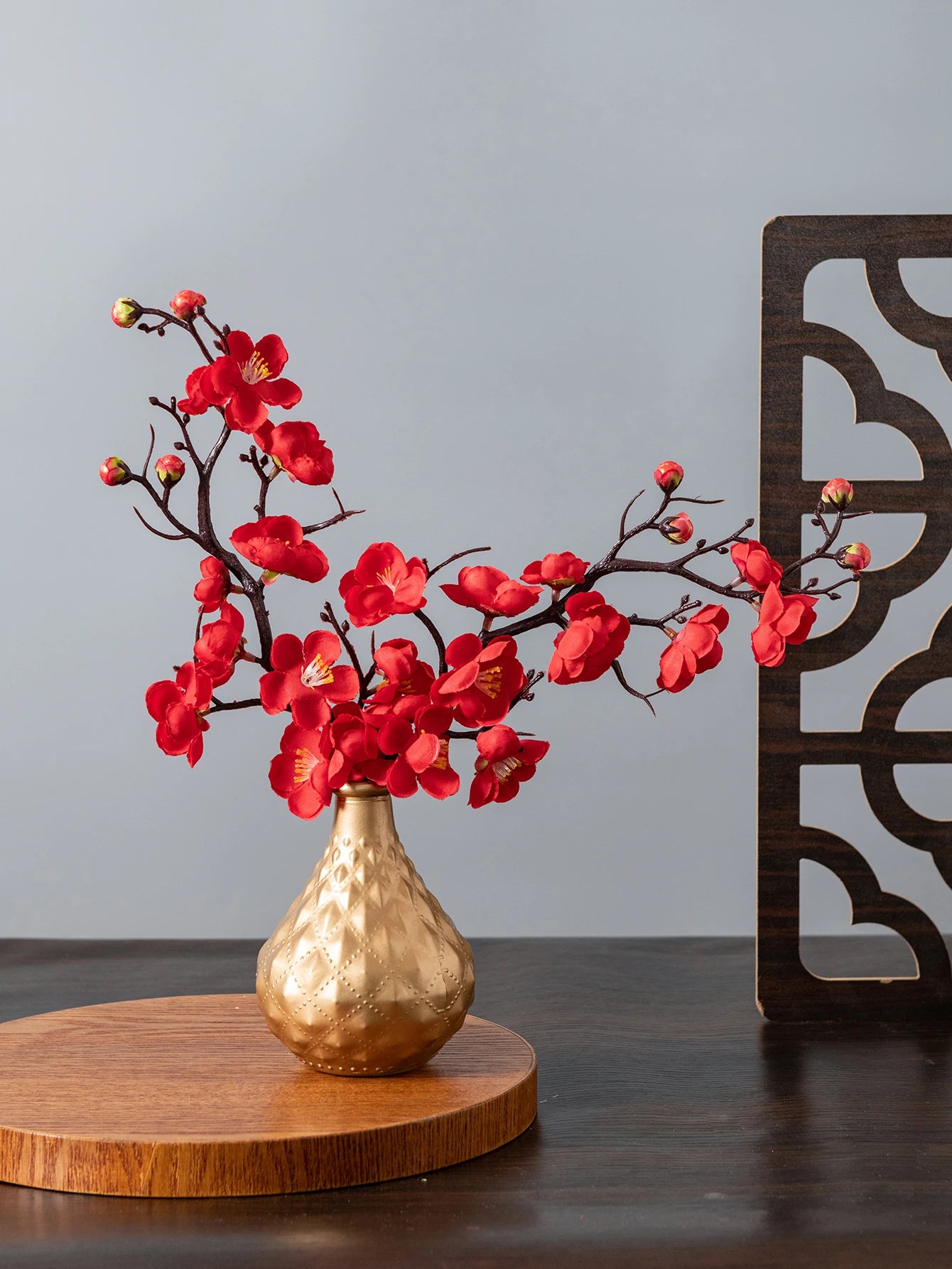 Artificial Flower Spring Plum Blossom Peach Branch Silk Flowers Home Wedding Party Decoration Christmas Wreaths diy dining table