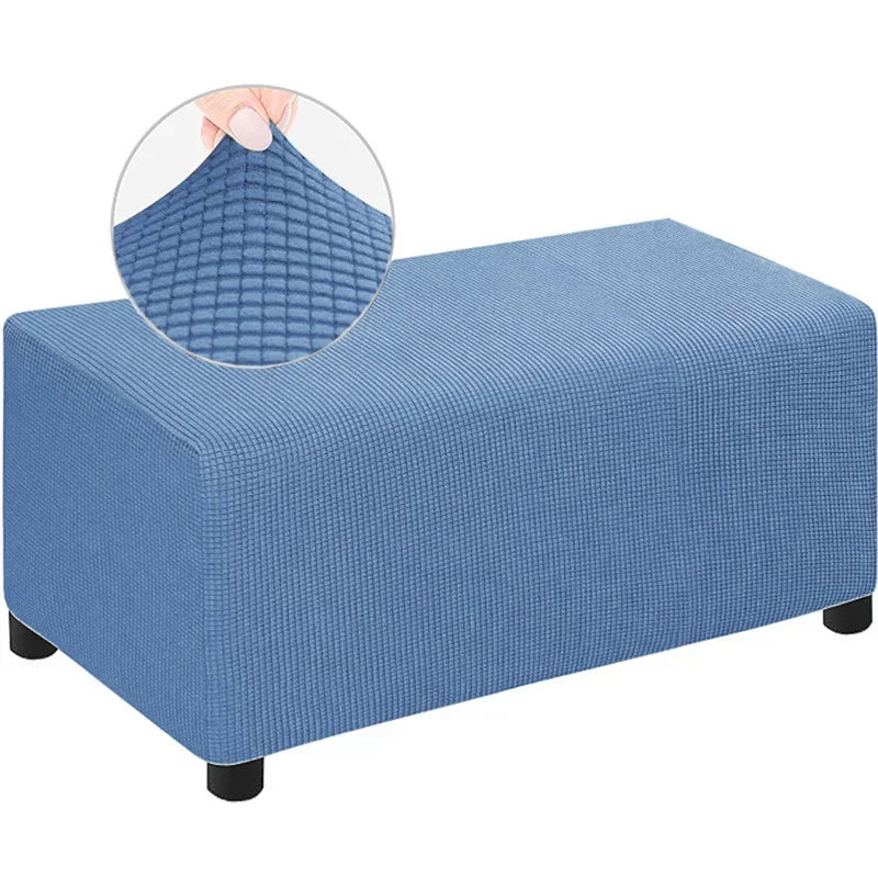 Jacquard Ottoman Slipcover Storage Stool Furniture Protector Cover Thick Rectangle Elastic Foot Rest Slipcover Home Decor 오토만 커버
