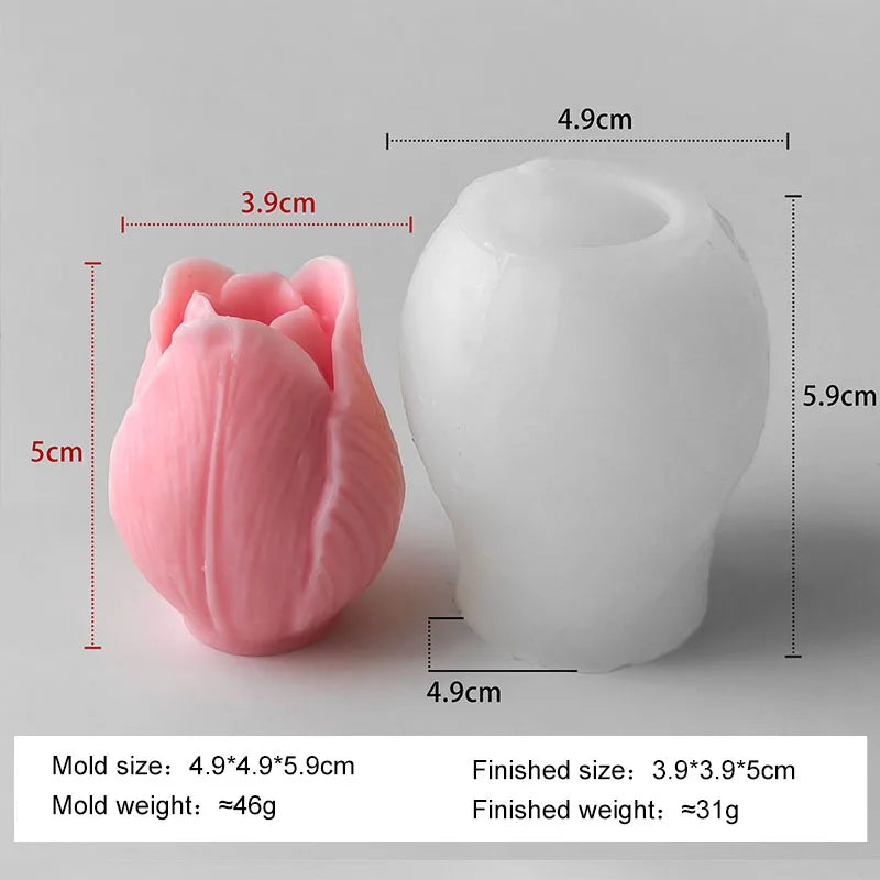 DIY Flowers Tulip Silicone Mold Handmade Scented Candle Plaster Resin Molds Homemade Cookies Chocolate Candy Baking Tool