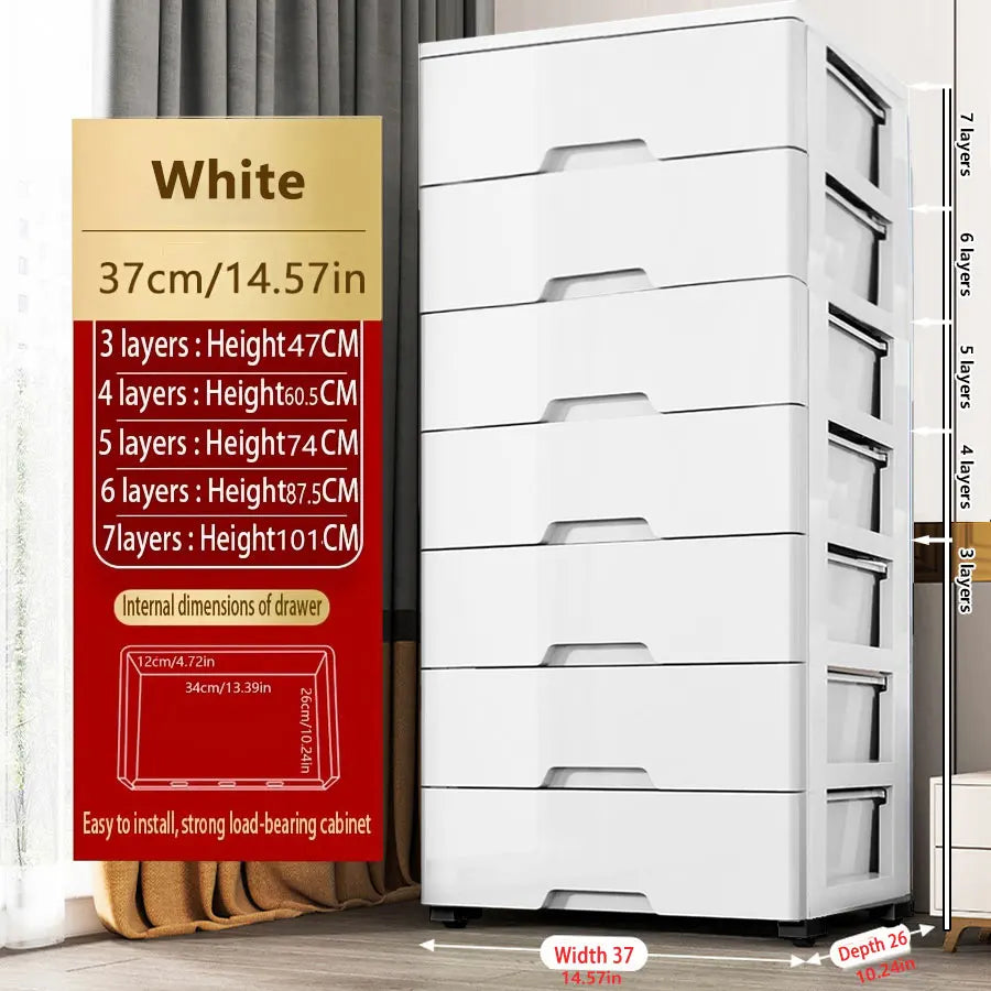 3/4/5/6/7 Layer  Drawer Storage Cabinet Storage Organizer with Wheels Multifunction Dustproof Wardrobe