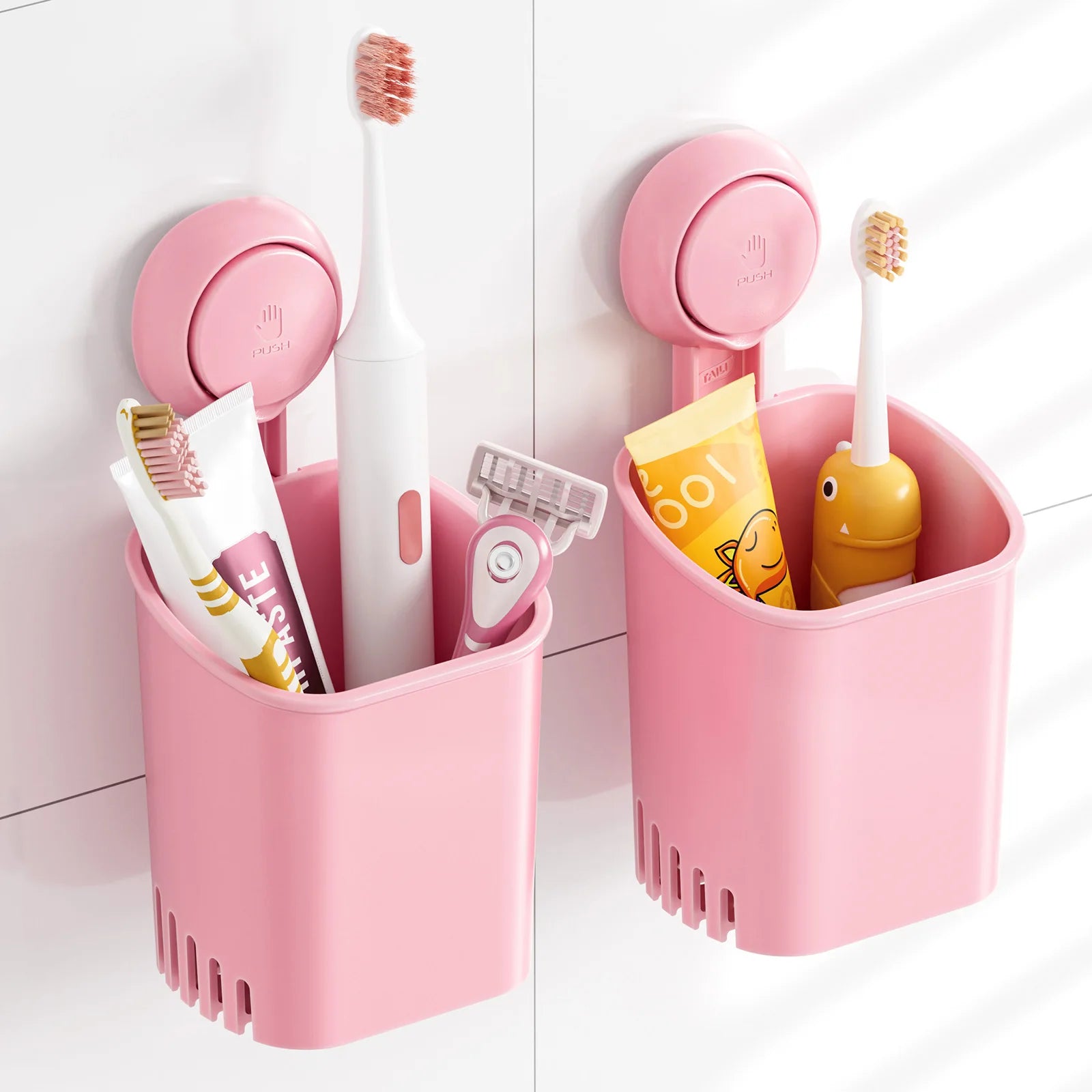 TAILI Suction Cup Toothbrush Holder No Drilling Removable Razor Holder for Bathroom Shower Electric Toothbrush Toothpaste Holder