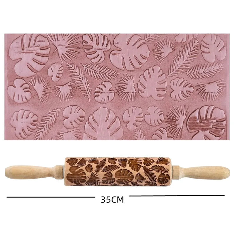 Pottery Art Wood Texture Roll Relief Tree Stone Flower Pattern Embossed Rod Mud Rolling Pin DIY Ceramic Pottery Tools Mud Roll