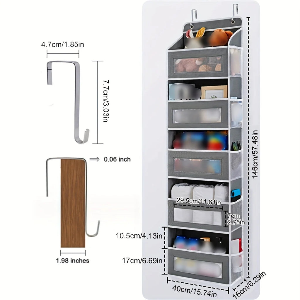 1 PC Non-Woven Fabric, 6-Layer Detachable, Divided Into 2 Hanging Storage Door Devices With Hooks, Anti Swinging Dormitory
