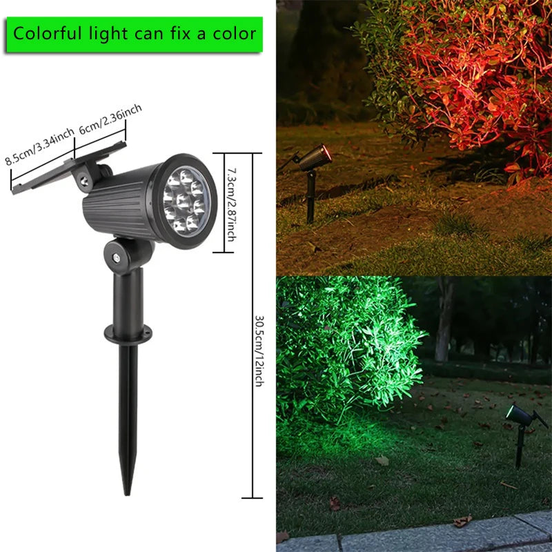 Solar Lawn Projector Spotlight with RGB Gradient & 3 Brightness Adjustable Light IP65 Waterproof for Garden Patio Driveway Spot