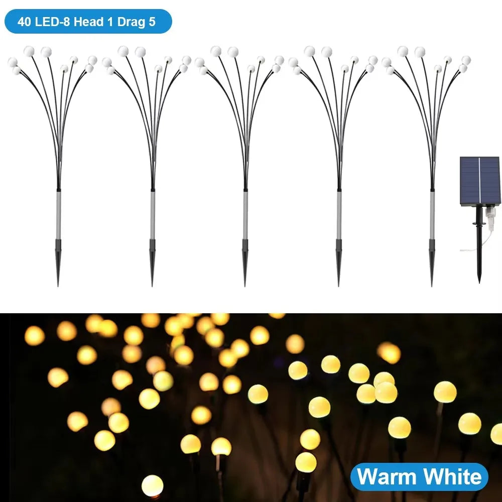Firefly Garden Solar Lights 8LED 10LED 40LED Outdoor Waterproof RGB Warm White Swaying Decorative Lamps for Yard Patio Landscape