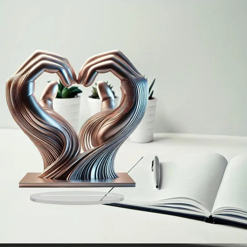 Acrylic Love Gesture Statues Sculptures Desktop Ornament Sculpture Figurines Nordic Light Luxury Art Crafts Office Home Decor