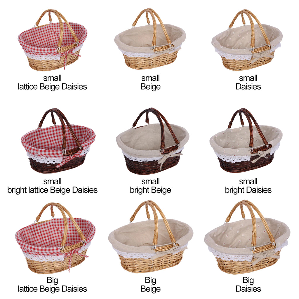 ZK40 Rattan picnic basket, wicker basket, pastoral picnic activity handle basket
