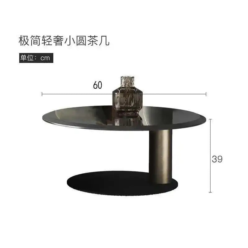 Designer Stainless Steel Coffee Tables European Luxury Round Tea Table Living Room Furniture Italian Tempered Glass Side Table