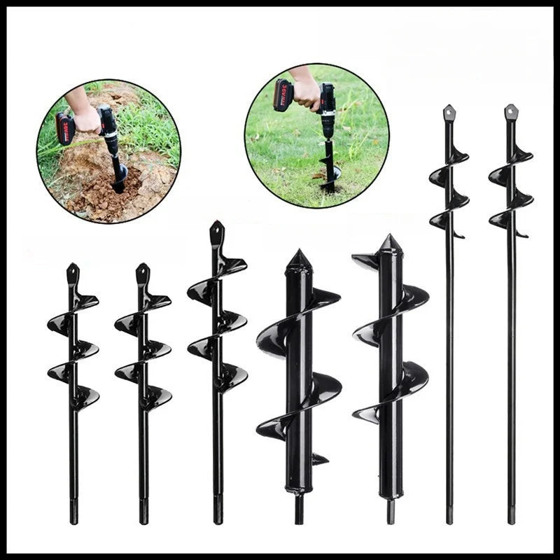 Metal Drill Bit Set Steel Gardening Tools Yard Spiral Rod Loose Soil Digging Pit Sowing Planting Flowers And Trees Plant Tool