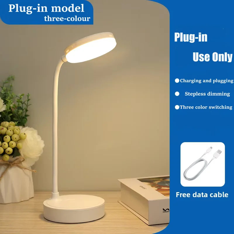 2 Pack LED Desk Lamps, Portable Table Lamp with USB, 3 Brightness, Eye Protection, Touch Control for Bedroom or Office
