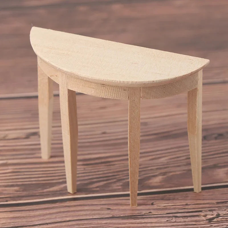 1:12 Simulation Dollhouse Miniature Wooden Half Round Table Model Furniture Teatable Coffee Living Room Kid Dolls Home Toy
