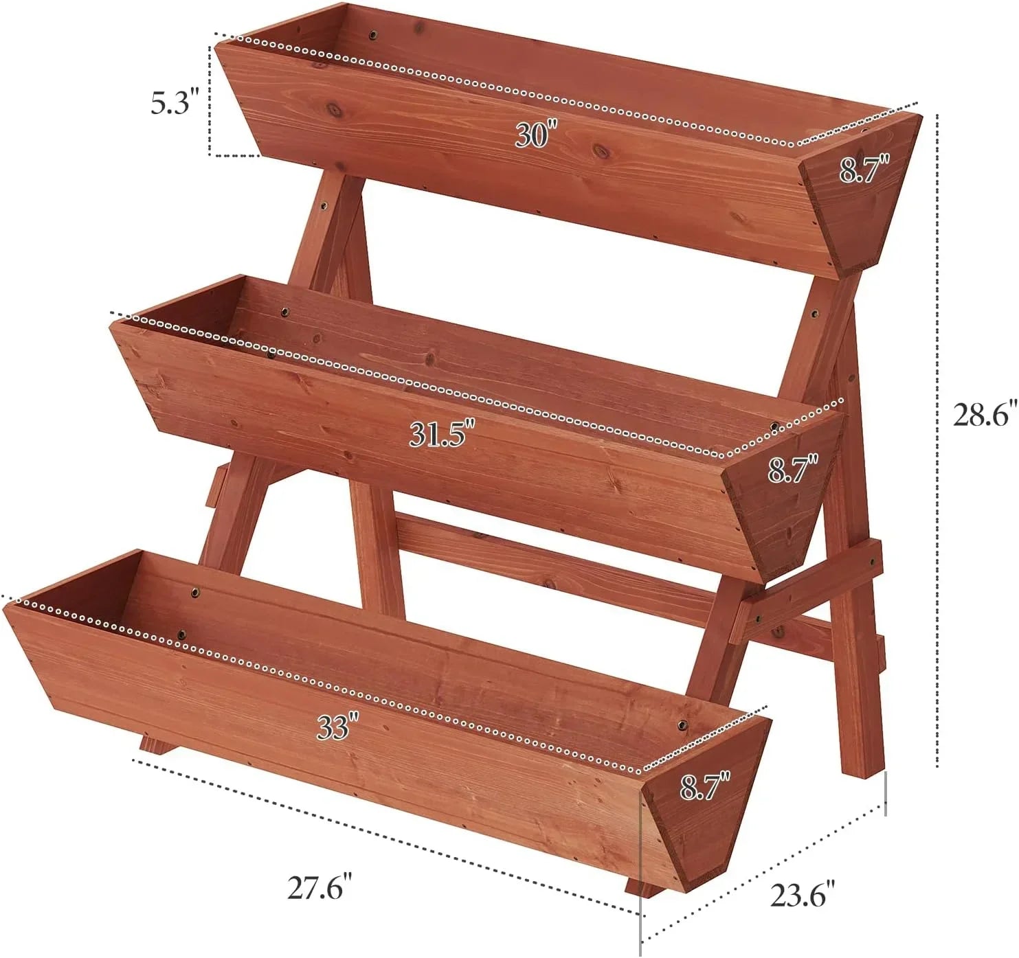 3-Tier Wooden Vertical Raised Garden Bed With Legs, Tiered Wood Planter Box Vertical Garden Planter Plant Stand Wood Flower Rack