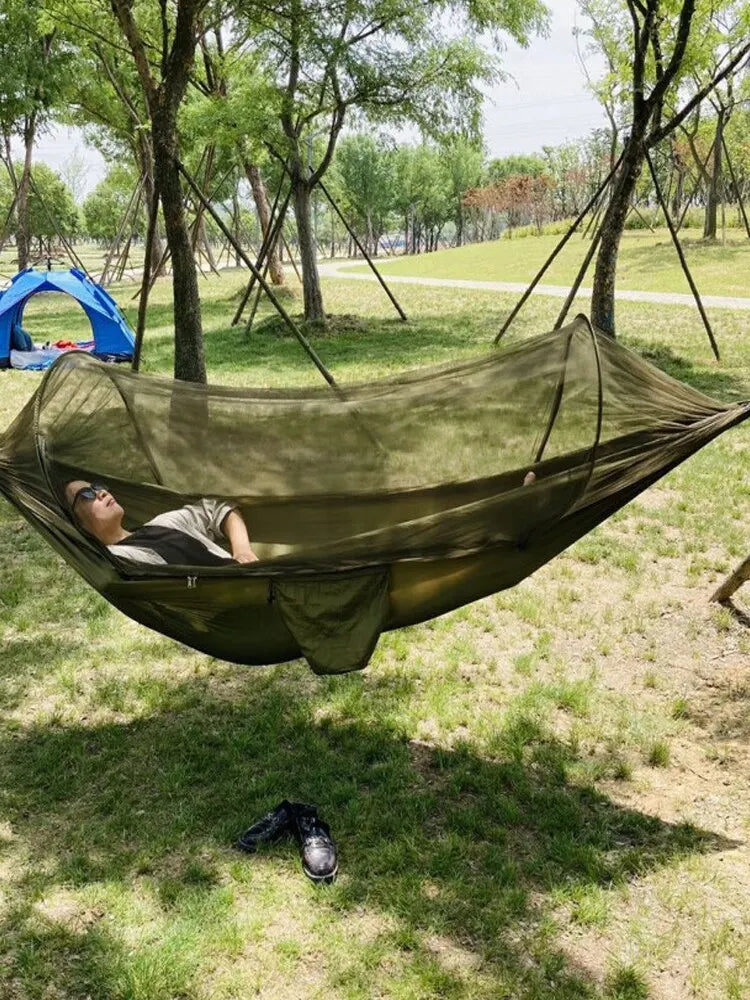 2 Person Outdoor Camping Hammock with Mosquito Net Portable Comfortable Sleeping Tent Hammock Outdoor Furniture Bed