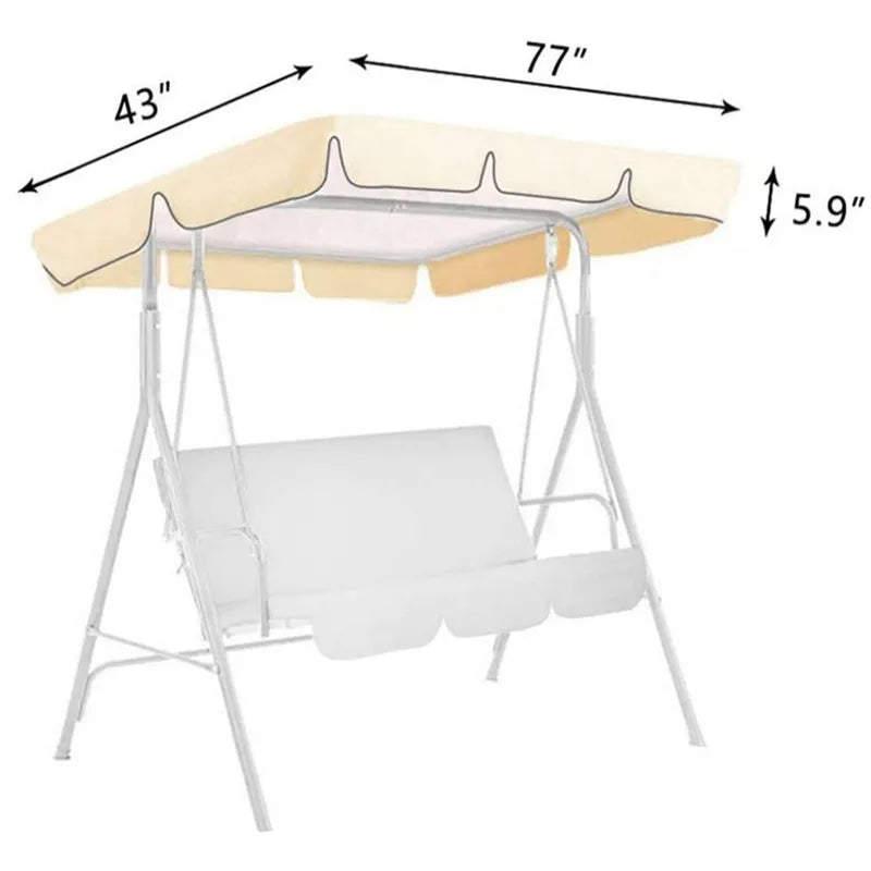 Outdoor Swing Canopy 3 Seater Chair Top Cover Canopy UV Sun Water Proof for Patio Yard Seat Hammock Canopy Dustproof Cover