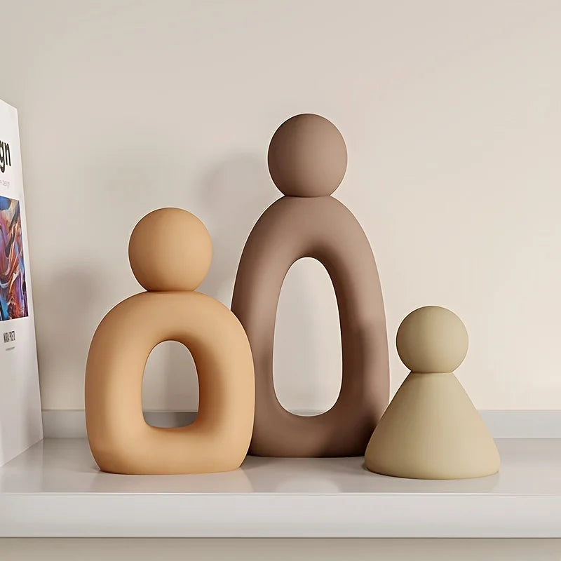 3pcs/set Family Statue Modern Style Home Decor Hollow Sculpture Nordic Living Room Ornaments Bedroom Decoration Figurines Gift