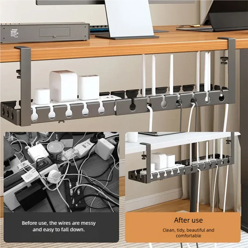 Extendable Under Desk Cable Management No Drilling Metal Cable Tray Space Saving Multipurpose Household Hanging Organizer Shelf