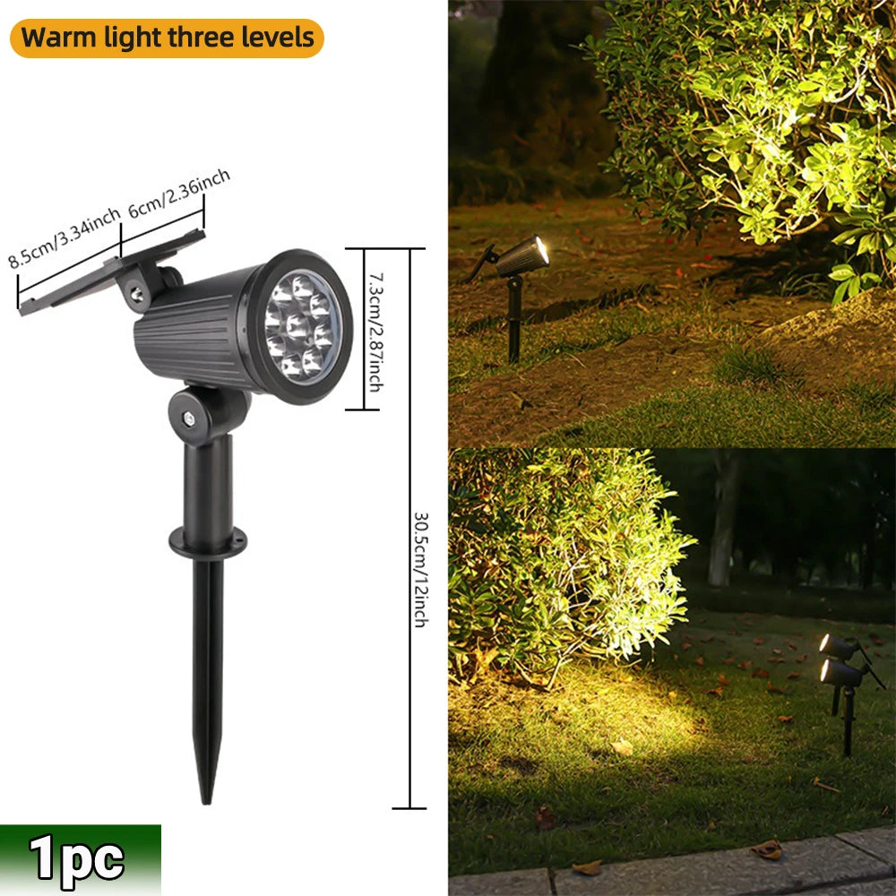 Solar Lawn Projector Spotlight with RGB Gradient & 3 Brightness Adjustable Light IP65 Waterproof for Garden Patio Driveway Spot