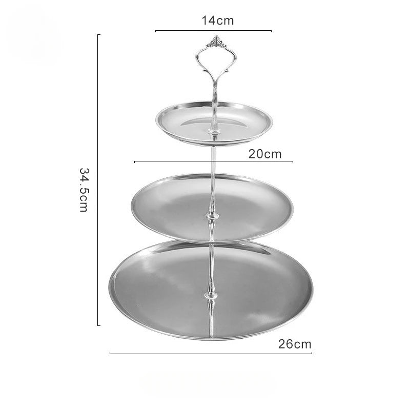 Stainless steel multi-layer cake snack rack household living room coffee table fruit tray double layer cake tray snack tray