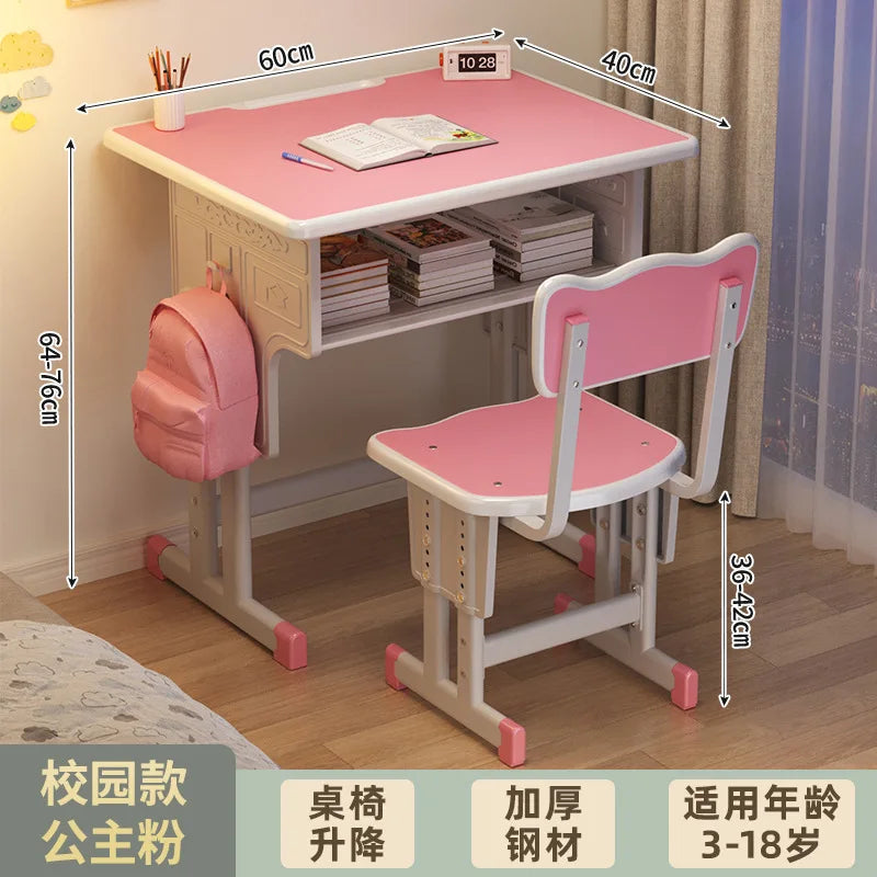 Children's Study Student Desk and Chair Set Adjustable Height Writing Desk for Kids Home & School Standard & Pro Cushion Version