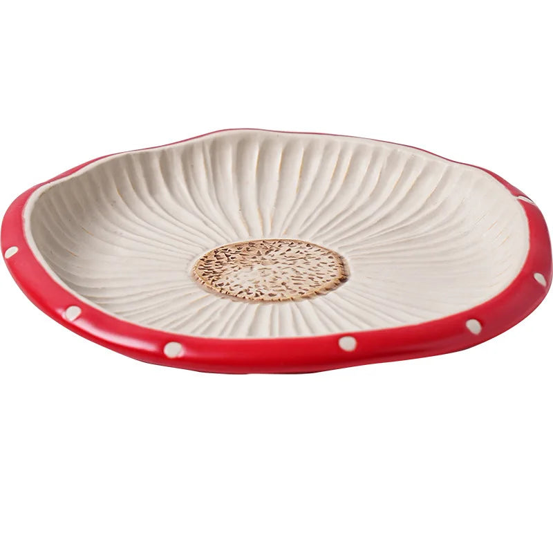 Red Mushroom ceramic Coffee Mug Dinner Plates Noodle Bowls Salad Bowls Teapot Cakepan Afternoon Tea Party Gift for Girl