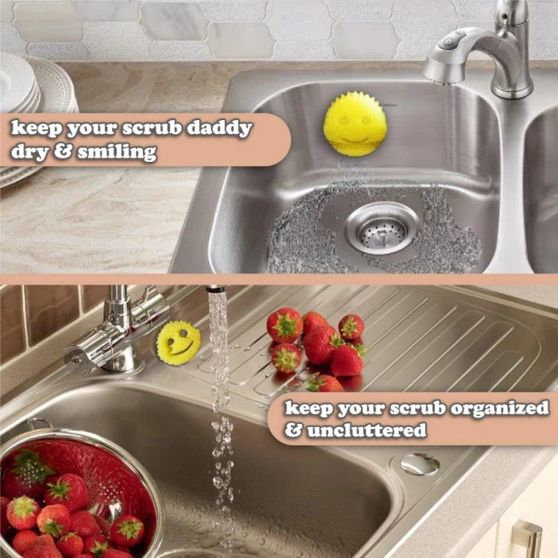 Smiling Sponge Brush Rack Suitable For Daddy Sponge Brush Suction Cup Holder Kitchen Sink Hanger Kitchen Storage Tools Supplies