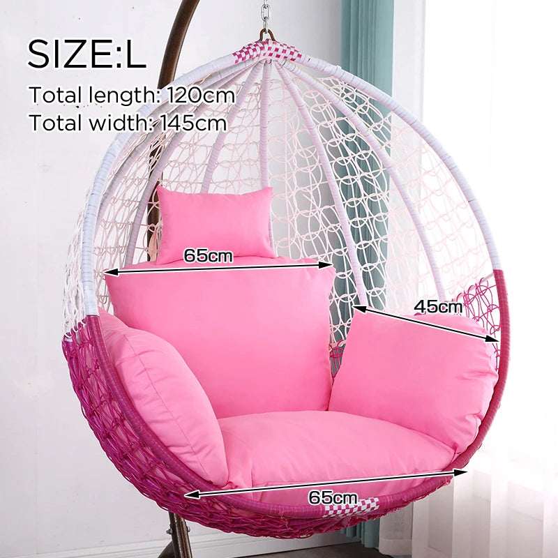 Unfilled S/L Swing Hanging Egg Swing Basket Seat Chair Cushion Cover Round Detachable Pillowcase for Home Patio Living Rooms