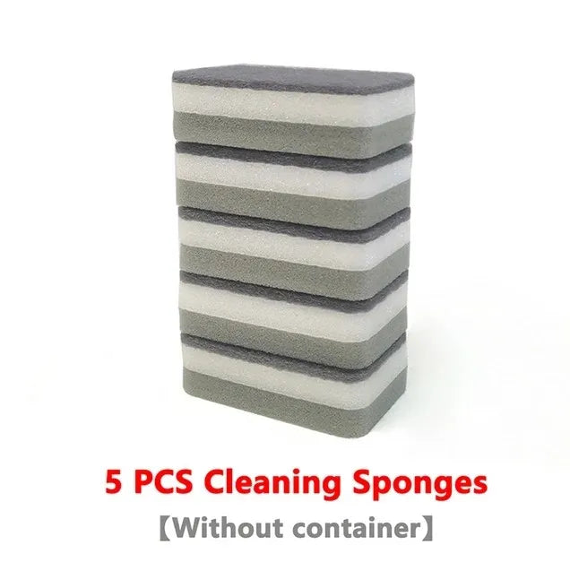 Soap Dispenser Box Press Dispenser Scrubbing Liquid Container Kitchen Bathroom Automatic Detergent Foam Box with Sponge Holder