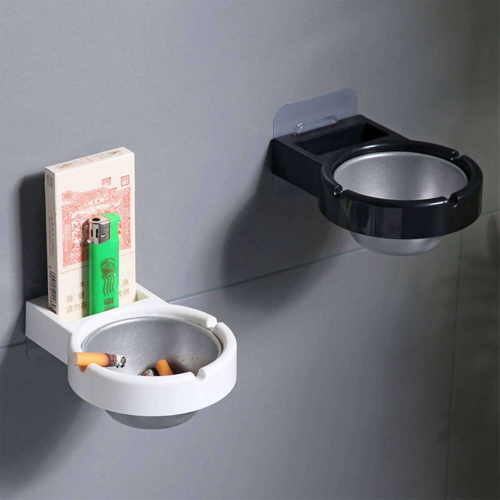 Wall Mounted Ashtray Indoor Stainless Steel Liner Ashtray Toilet Dedicated Outdoor Ash Tray For Home Toilet Storage Supplies