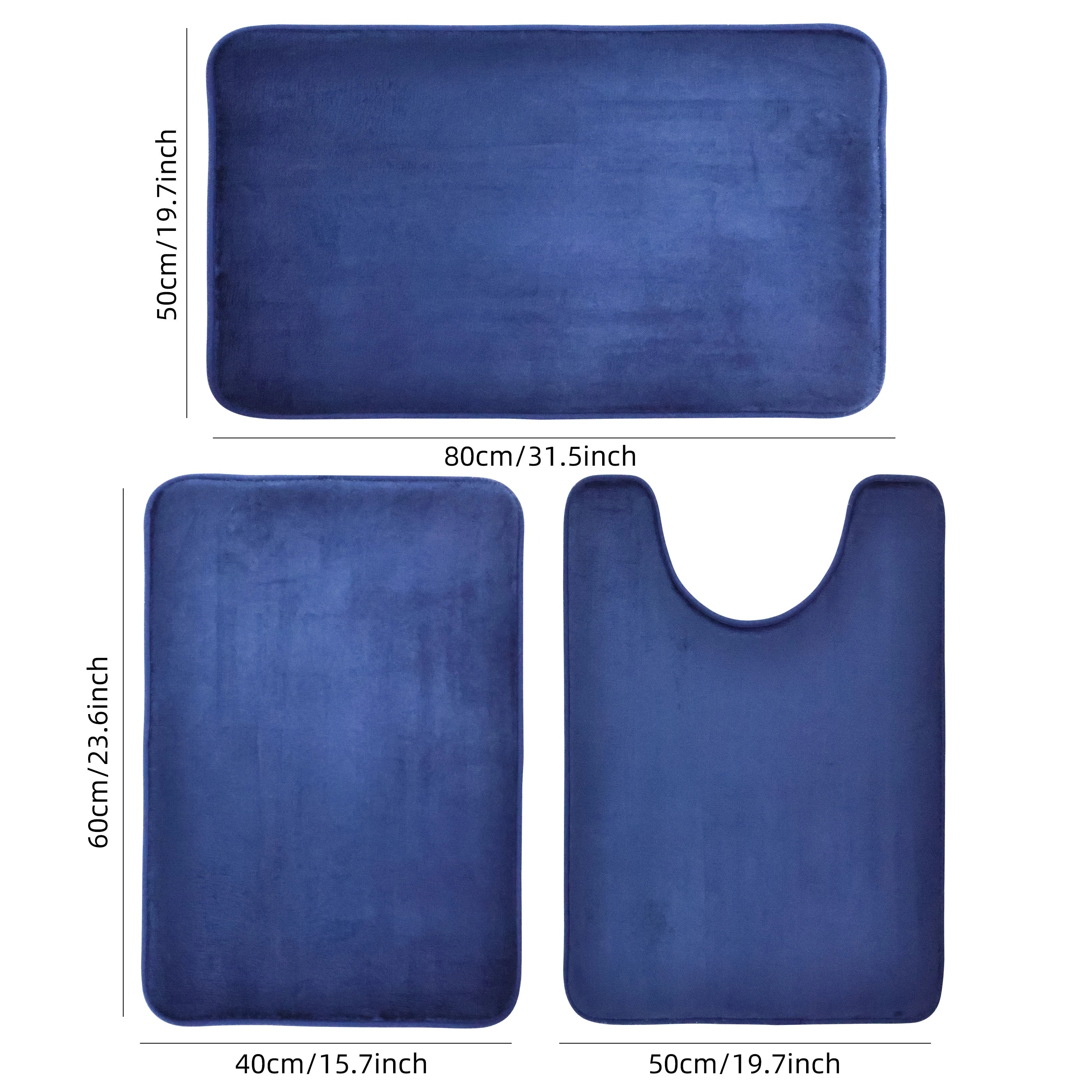 Three Piece Toilet, Bath Floor Mat, Shower Mat, Bath Absorbent Mat, Non Slip Carpet, Soft and Comfortable, Laundry Room.