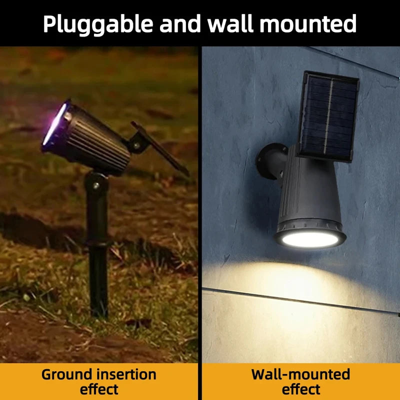 Solar Lawn Projector Spotlight with RGB Gradient & 3 Brightness Adjustable Light IP65 Waterproof for Garden Patio Driveway Spot