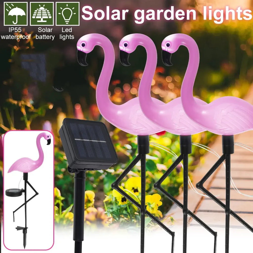 1pc Outdoor Solar Lights Flamingo Garden Led Stake Waterproof LED Landscape Ground Lamp for Outdoor Pathway Xmas Garden Decor