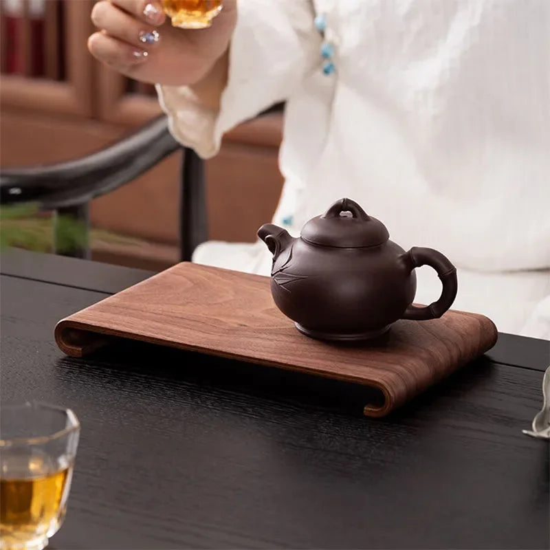 Creative rectangular wooden desktop display rack Hotel Home Coffee Table Decorative Plate Retro Style Heat-resistant Thick Tray
