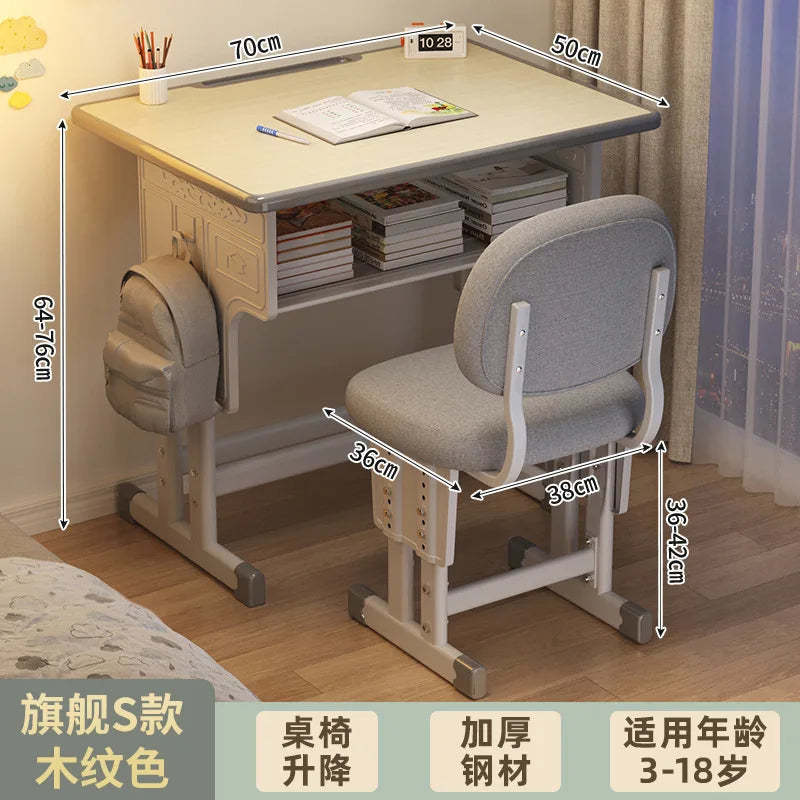 Children's Study Student Desk and Chair Set Adjustable Height Writing Desk for Kids Home & School Standard & Pro Cushion Version