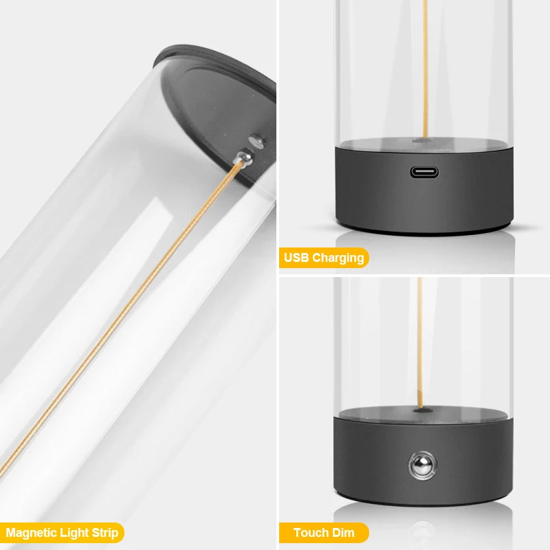 Minimalist Magnetic Lamp Touch Control Cordless Desk Lamp 2000mah USB Rechargeable For Bedroom Nightstand 3 Colors Ambient Light