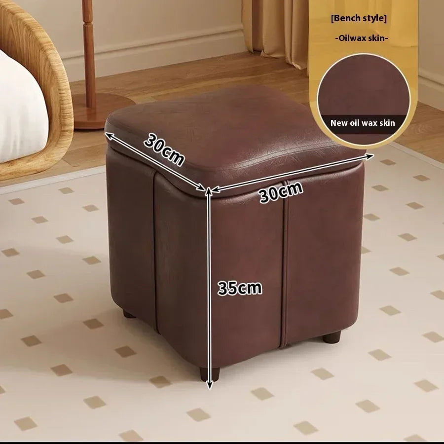 Dressing Stools Armless Leatherwear Entryway Chairs Carrying Storage Stools Makeup Room Footrest Vanity Stool for Living Room