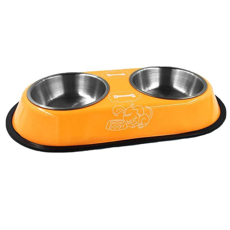 Pet Feeding Double Bowls Dog Cat Food Station Stainless Steel Water Food Bowls Feeder Solution for Dogs Cats supplies
